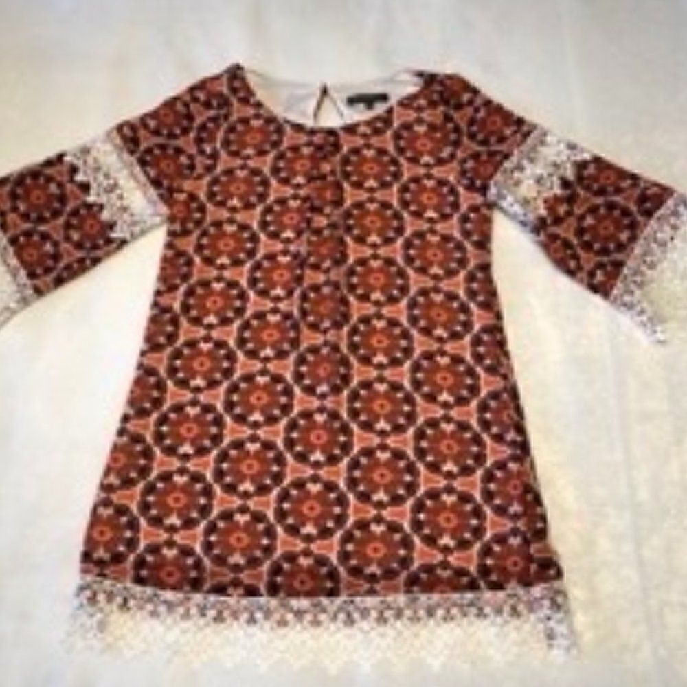 OrangeāandĀ NavyāPrintāDress